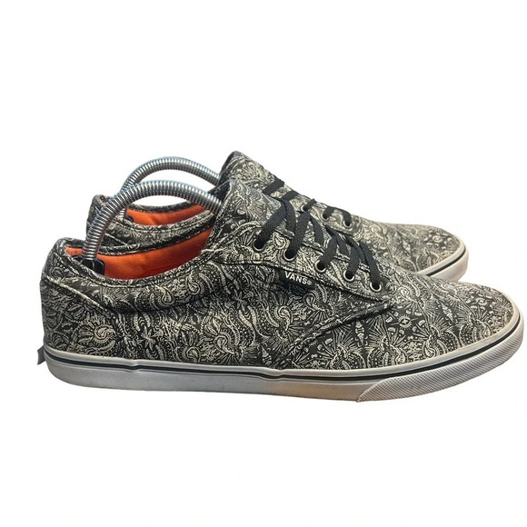 VANS‎ Atwood Low Paisley Henna Black white Canvas Sneakers Women's Size 11 - Picture 7 of 9